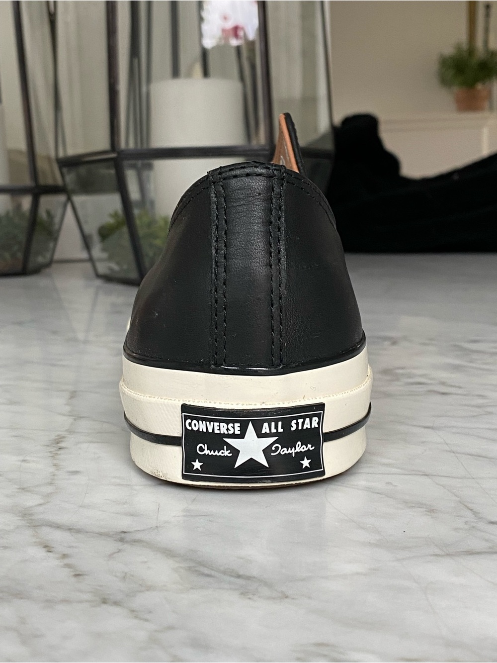 Converse Chuck Taylor ‘70 Low Top Leather Sneakers in Black and White - Picture 4 of 11